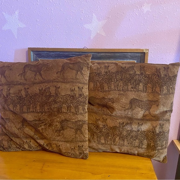 Vintage Other - SOLD Cheetah Zebra Leopard Decorative Throw PILLOWs Vintage African Safari